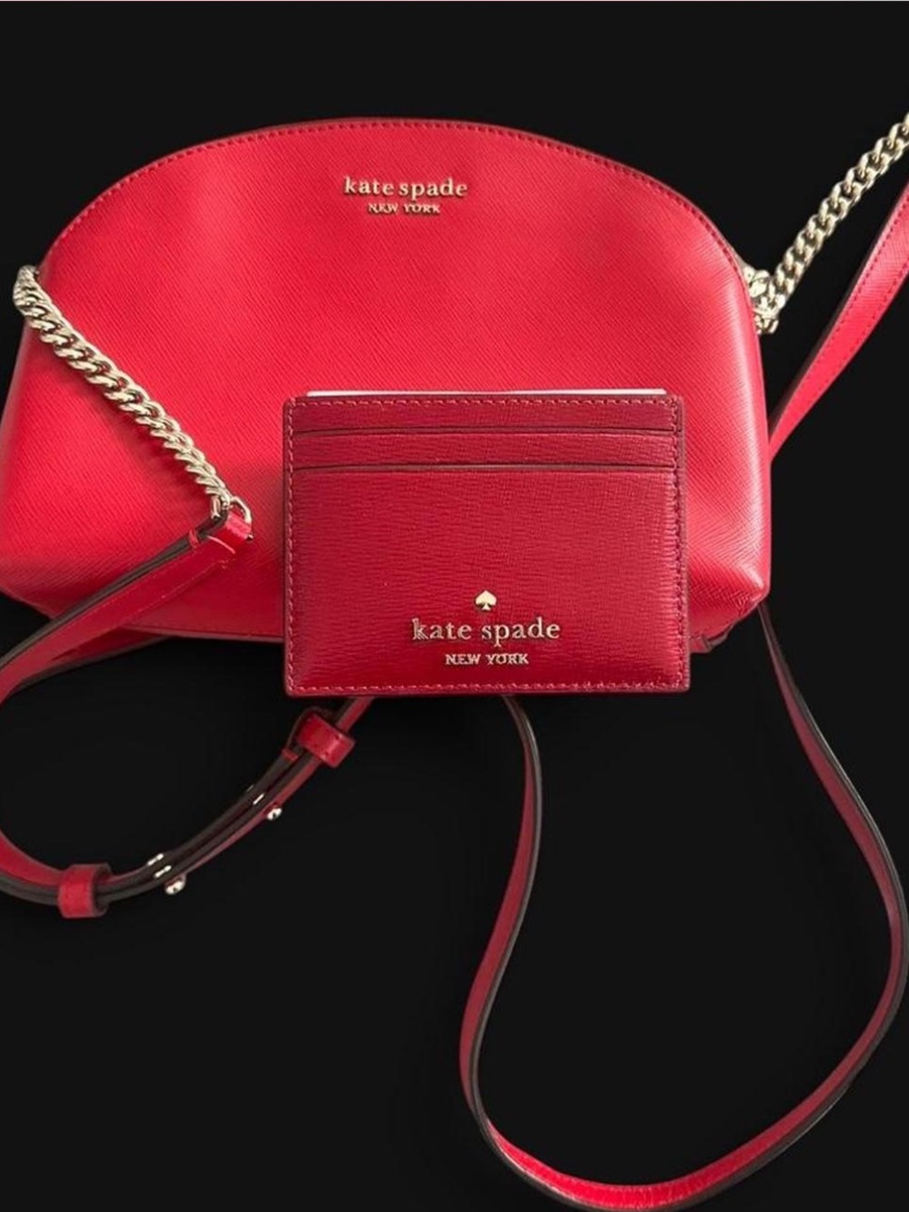 Kate Spade Ny Red Double Zip Crossbody with card wallet